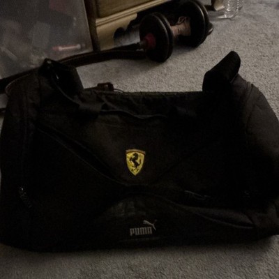 PUMA Ferrari F1 Team Large Black Duffle Bag Zip Closure Gym & Training Logo 