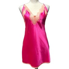 Victoria's Secret Pink Satin Lace Chemise Slip Dress Women M Y2K Coquette