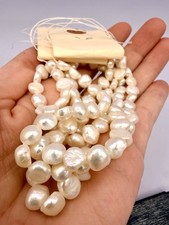 2 Strands White Baroque Pearls Appx 8mm Freshwater Nuggets 16  Jewelry Artisan