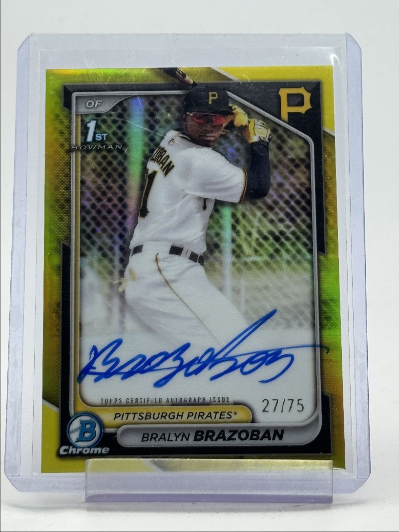 BRALYN BRAZOBAN 2024 BOWMAN CHROME 1ST AUTOGRAPH YELLOW PIRATES AUTO /75 Q1300