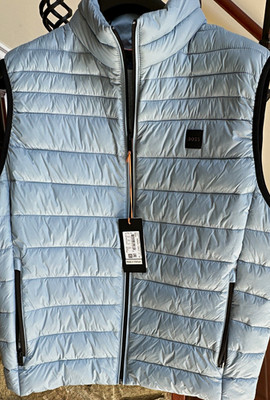 NWT BOSS Hugo Boss Oden2 Quilted Puffer Jacket Light Grey Blue Men's US size 44R