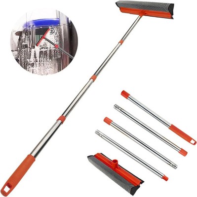 Window Squeegee for Cleaning Cleaner Tool 2 in 1 Car with Extension Pole 58' 