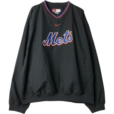 Used 2000'S Nike Team MLB New York Mets V-neck Warm-up Pullover Men's Size L...