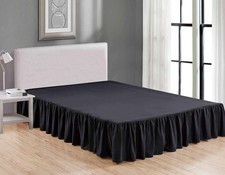Sheets Beyond King Wrap Around Ruffled Microfiber Bed Skirt 14" Drop Black
