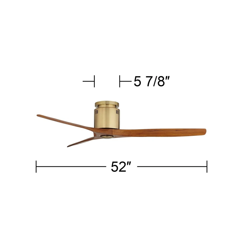 Ventilador de techo DC Hugger de latón y nogal hilado por viento de 52" con control remoto Foto 4 de 4