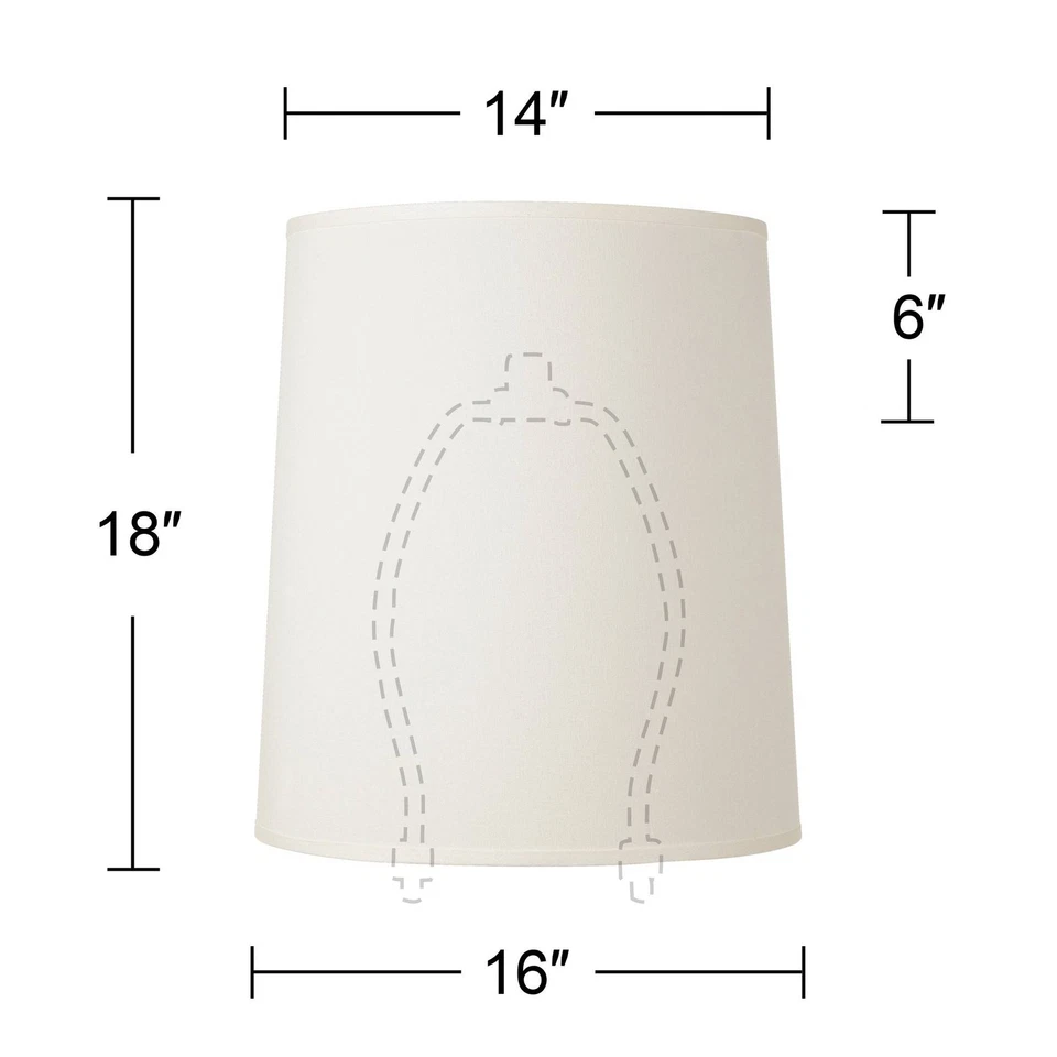 Large Drum Lamp Shade Off-White Fabric 14x16x18 Spider with Harp and Finial - Image 3 of 3