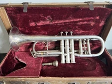 Elkhart CGCONN LTD Engraved Silver Plate Trumpet With Mouthpiece NEEDS SERVICE