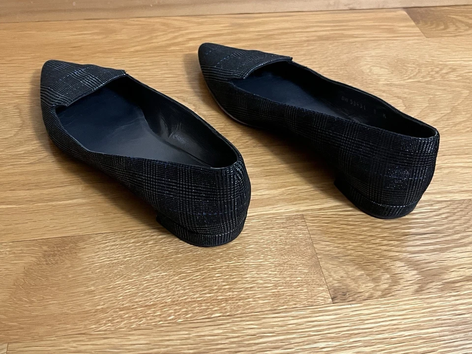 Zapatos sin cordones para mujer Stuart Weitzman gris oscuro a cuadros azul puntada multicolor 8M Foto 4 de 4