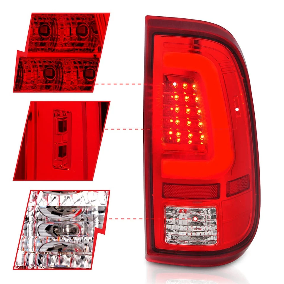 Conjunto de luces traseras LED de lente roja/clara para 08-16 Ford F-350 Super Duty [cromo] Foto 3 de 4