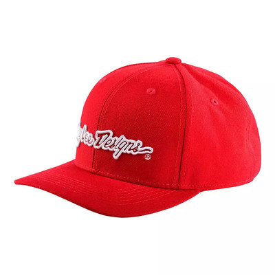 Troy Lee Designs Signature Curved Cap rot weiß Baseballmütze
