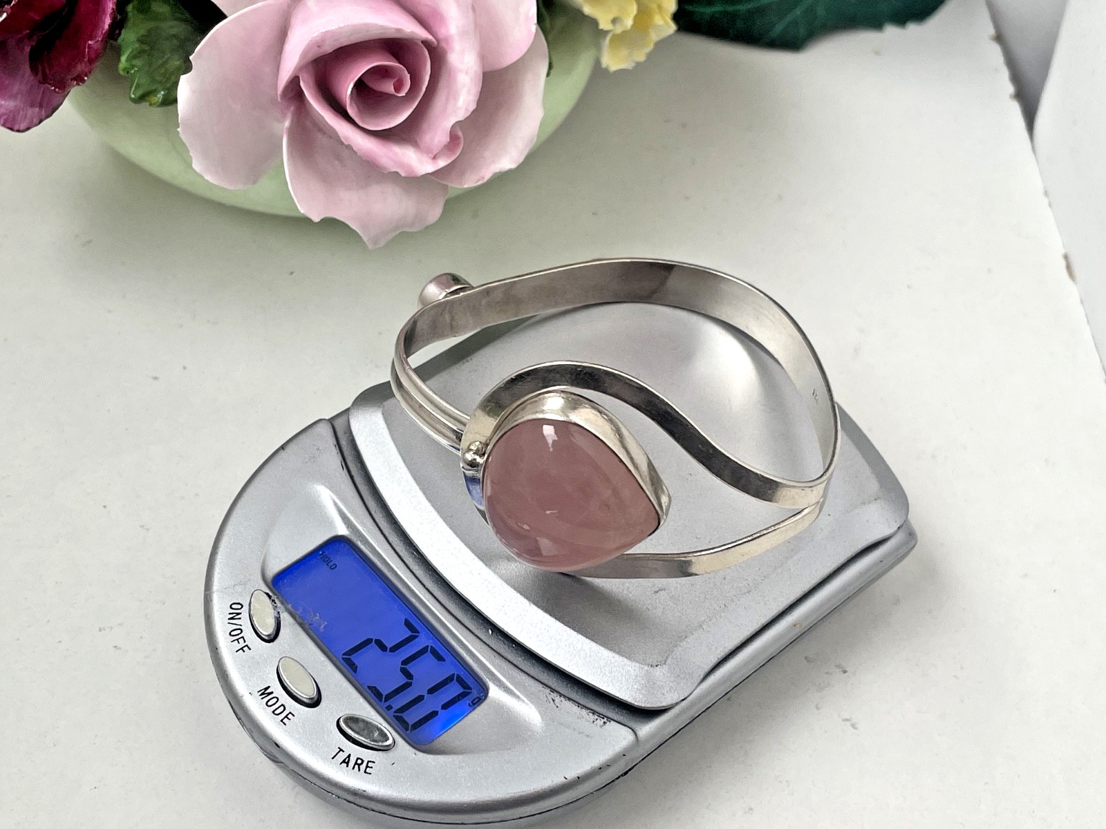 MODERNIST 925 SOLID STERLING SILVER ROSE QUARTZ A… - image 14