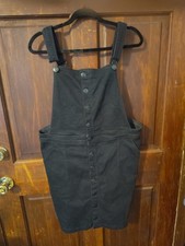 Fashion Nova Washed Tone Black Overall Dress Size 1x