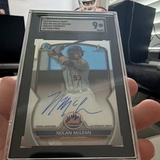 Topps 2023 Bowman Draft Chrome Prospect Auto Nolan McLean SGC 9 Mets CDA-NM