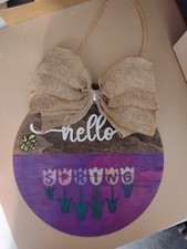Homemade Reversible 12' Door Sign - "Hello Spring"  " Hello Summer Welcome"