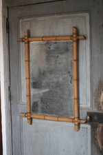Miroir bois vintage imitation bambou, miroir mural ancien, déco intérieur