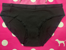 2009 Victoria Secret Vintage Cotton Logo Waist Brief Panties Medium M Black