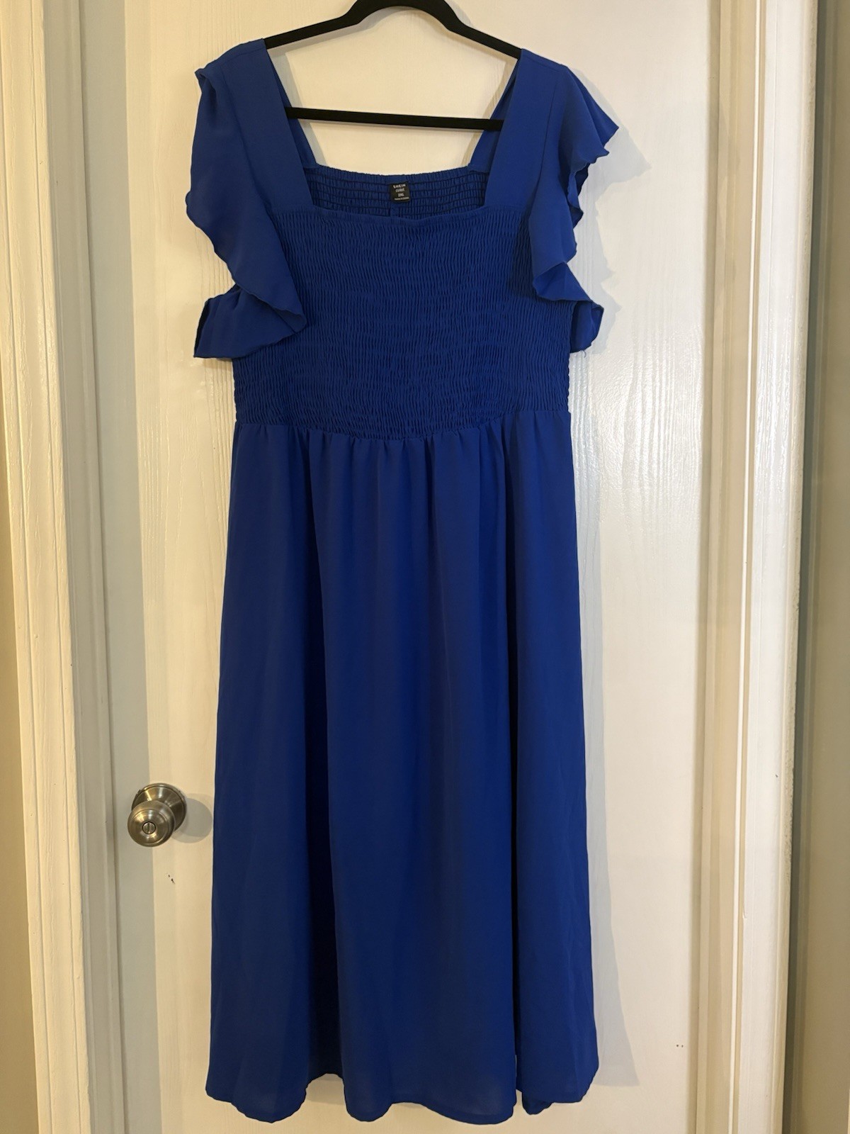 Maxi Dress Royal Blue, Flounced Hem, Size 2X-image