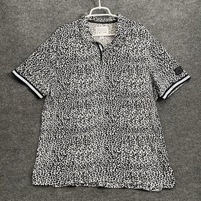 Adidas Adicross Golf Polo Shirt Mens Sz 2XL Cheetah Short Sleeve White Black