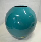 Haeger Pottery LARGE 9.5" VINTAGE Round Blue Orb Vase - Gardenhouse Collection