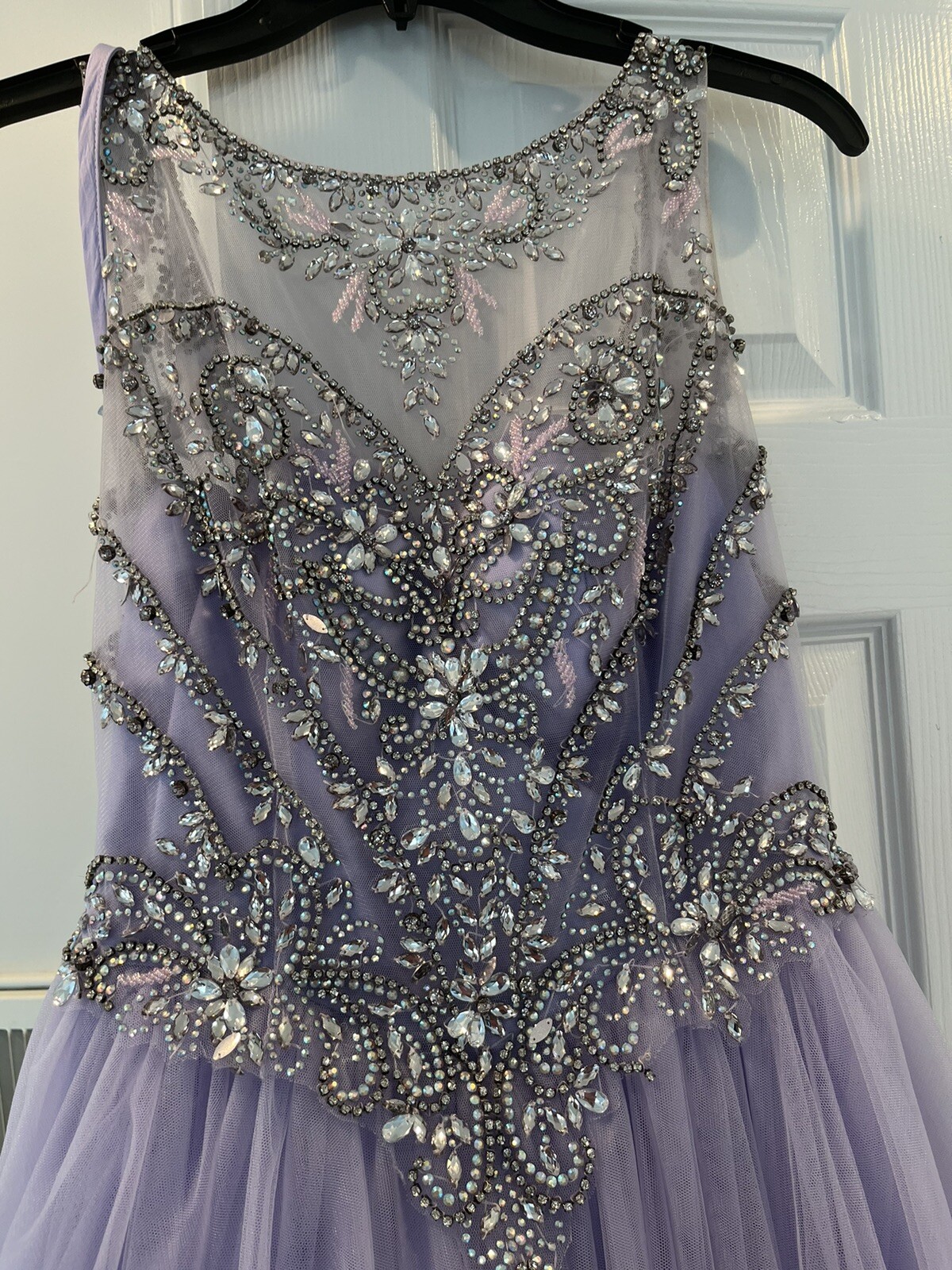 dancing queen Ball Lavender Ball gown Jewel Dress Sz S Gem