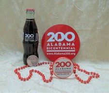 Alabama Bicentennial Coca-Cola Bottle 200 Years with Magnet Beads & Doubloon 