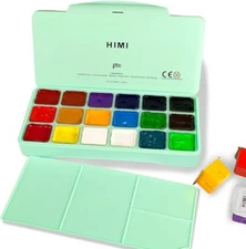 HIMI Gouache Paint Set, Jelly Cup 18 Vibrant Colors(30ml/Pcs)(GREEN) - BRAND New
