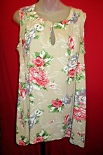 ~DONNA RICCO Tan Pink floral A Line flared Dress Size 1X~~