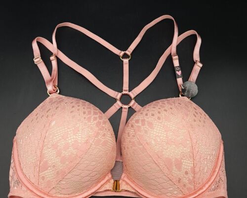 Victorias Secret Bombshell SEXY Spitze Boost Push Up Riemen Rücken BH Größe 32C Neu - Bild 1 von 4