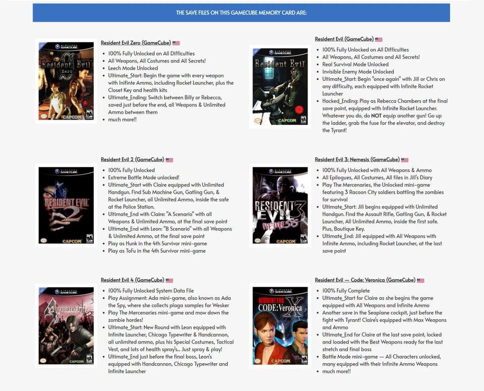 RESIDENT EVIL 0 1 2 3 4 | 100% Unlocked MEMORY CARD SAVES | Nintendo GAMECUBE - Image 3 of 4