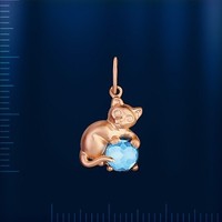 AnhäNger Mit Topas KäTzchen Mit Ball Russische Rose Gold 585 21Mm Neu GläNzend