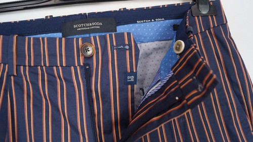 Pantaloni chino uomo SCOTCH & SODA taglia W29 L29 a righe coniche elasticizza... - Foto 5 di 7