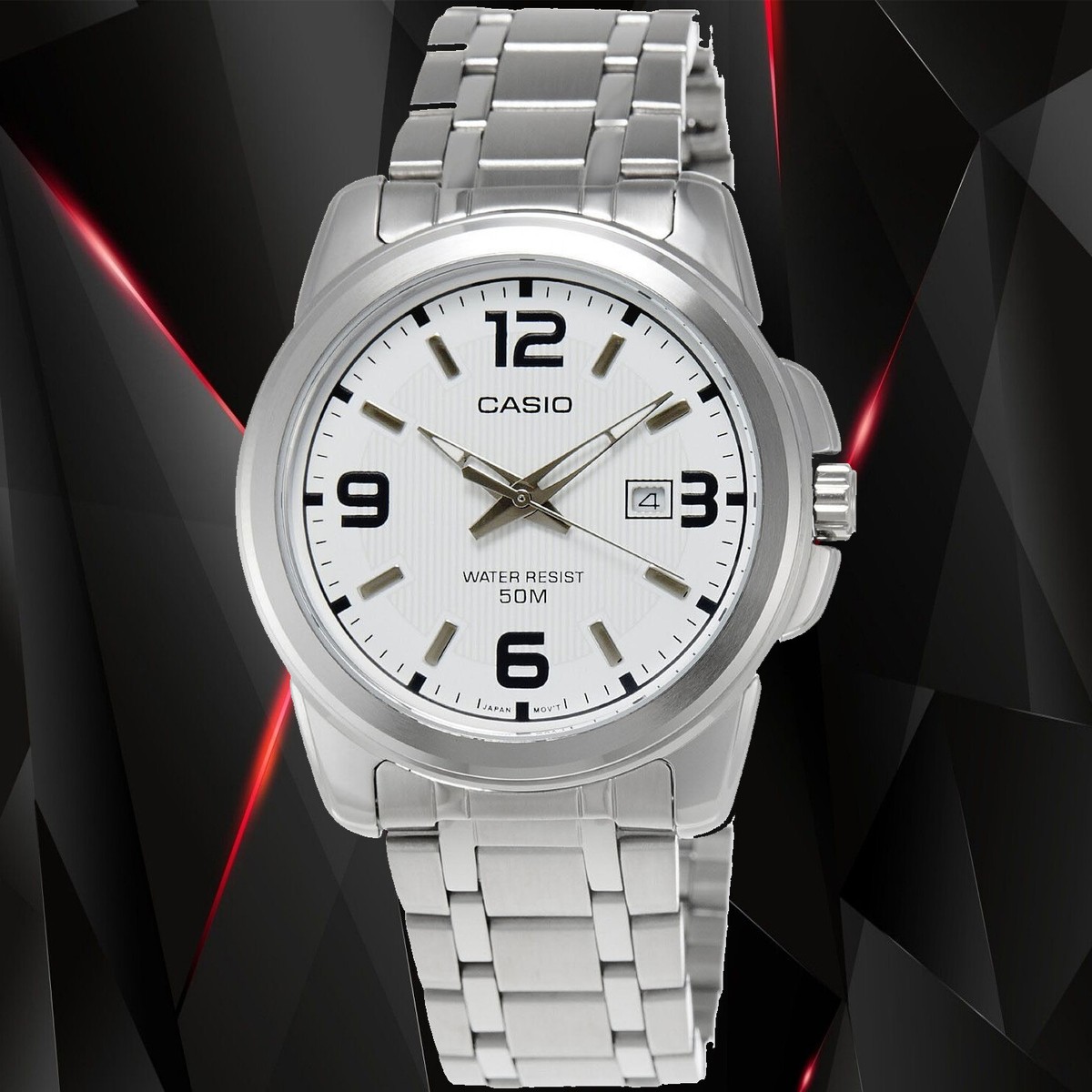 Casio MTP1314D-7AV Men's White Analog Watch Steel Band Heavy Date