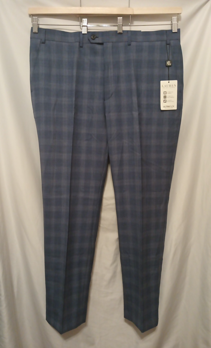 LAUREN Ralph Lauren Edgewood Trousers 44Wx30L Blue Plaid UltraFlex