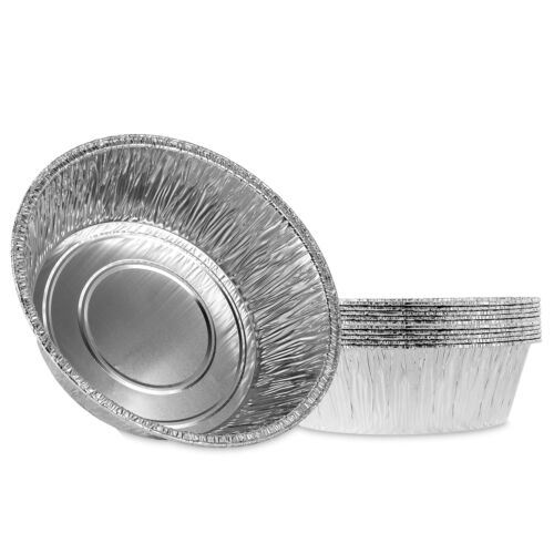 10'' Inch Round Deep Tin Foil Pans Disposable Aluminum Freezer & Oven Safe