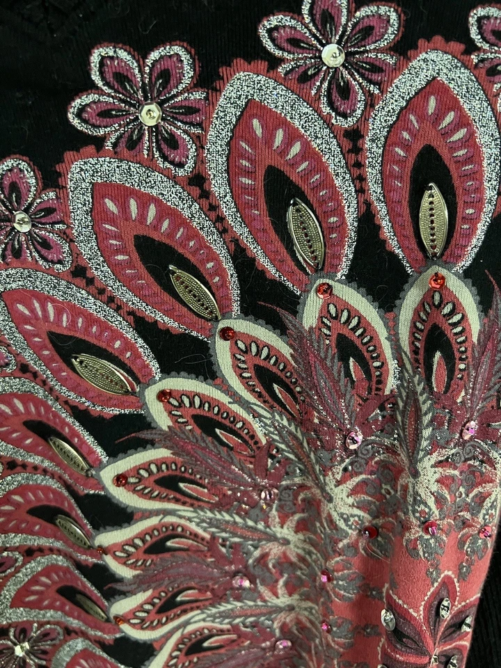 Camisa estampada manga larga negra y rosa Desigual talla mediana Foto 3 de 4