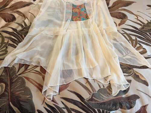 Hippie Retro Boho Tunic Tank Cool Top Sheer Sleeveless Blouse L NEW - Picture 3 of 7