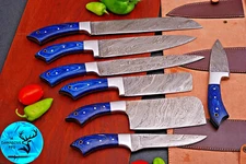CUSTOM HANDMADE FORGED DAMASCUS STEEL CHEF KNIFE KITCHEN KNIFE SET 1570
