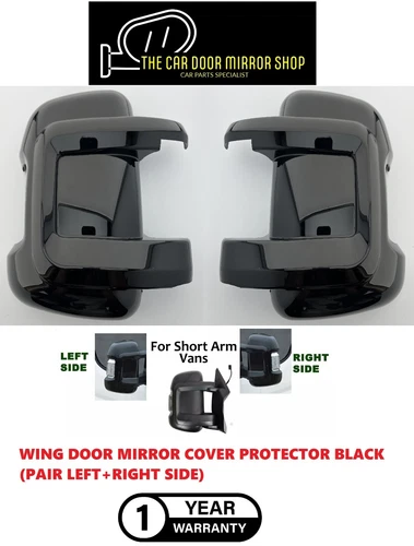 Fit Peugeot Boxer 2006-2024 Pair Short Arm Wing Mirror Cover Protector Black New