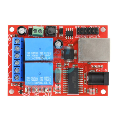 LAN Ethernet 2 Way Relay Board Delay Switch TCP/UDP Controller Module WEB Server