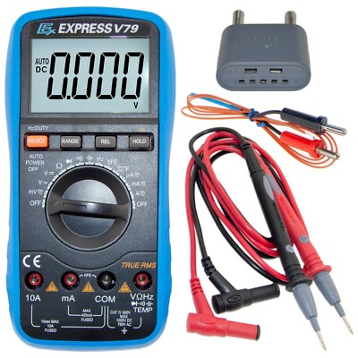 V79 Digital Multimeter, Backlit Display, Auto Ranging, True RMS with Thermometer
