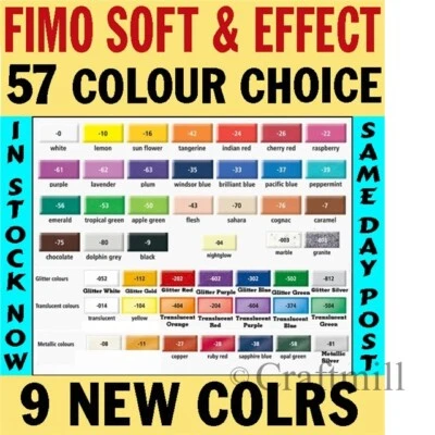 SCULPEY & FIMO 1 Block FIMO SOFT & EFFECTS polymer clay 48+ COLOURS & fast posting