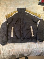 Kappa Black & Gold Quilted Bomber Puffer Collared Jacket With Pockets Sze Small