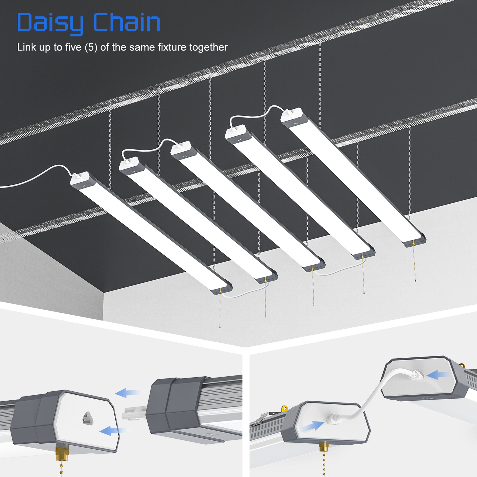 120W LED Shop Light 43inch with Plug Garage Office Linkable