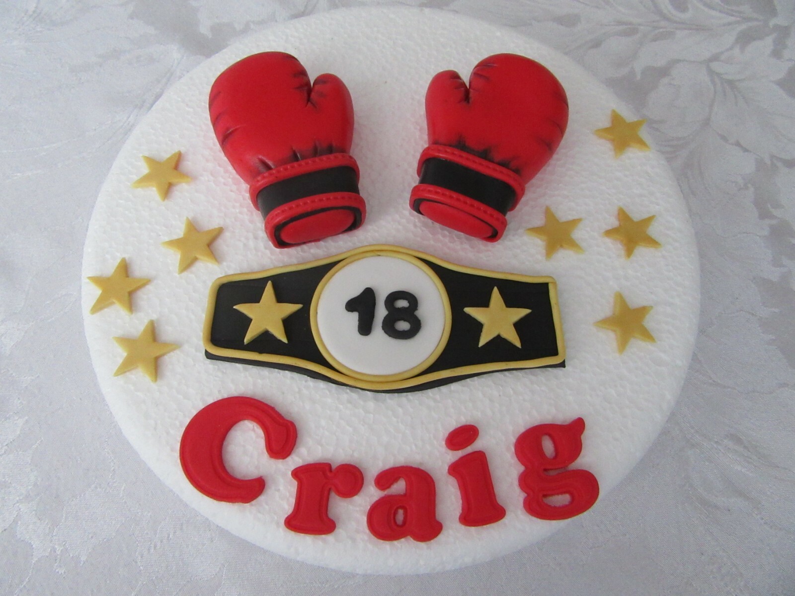 Edible Handmade Boxing Gloves Cake Topper Personalised Fondant