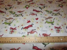 White Susan Winget Christmas Gnomes Cotton Fabric By The Yard