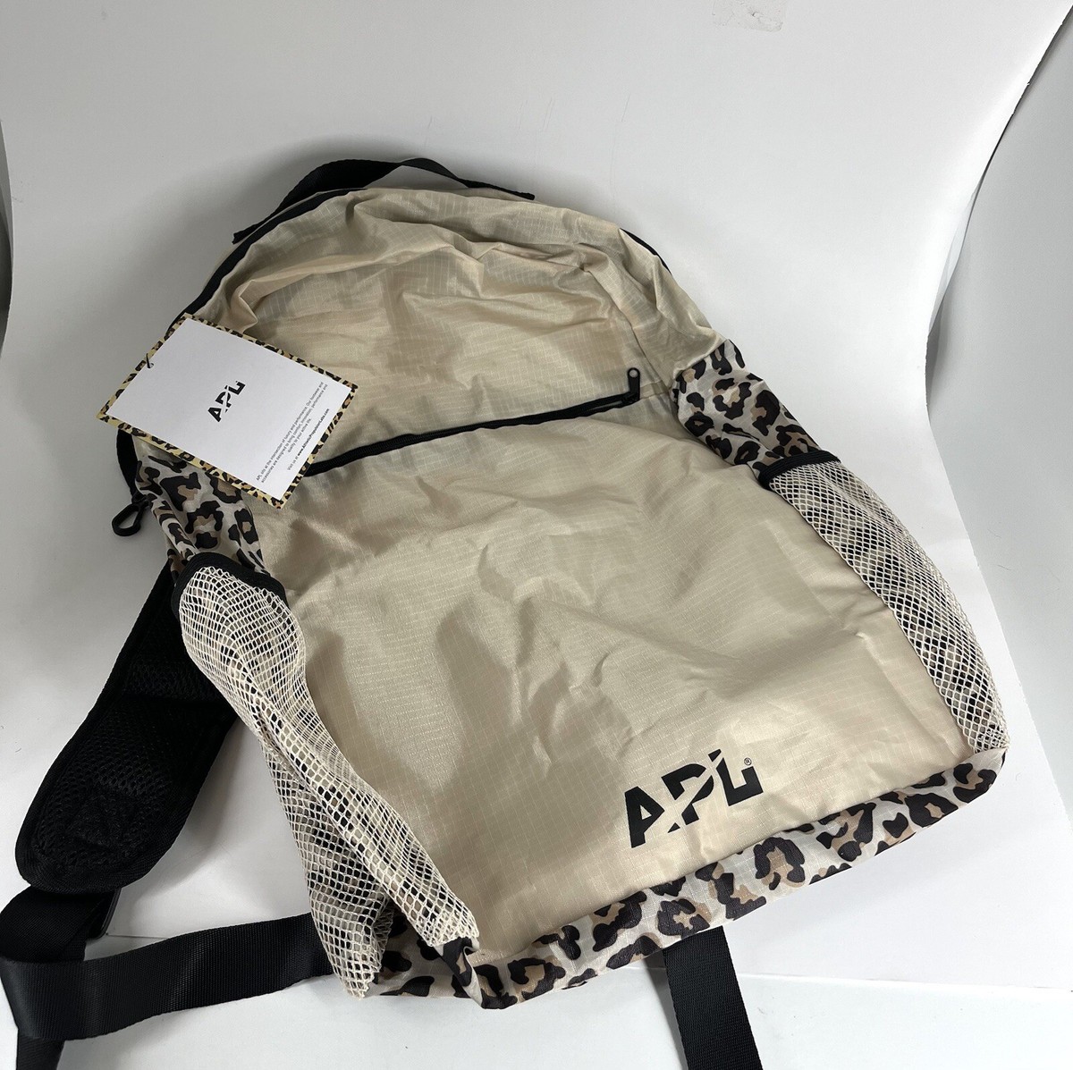 APL Athletic Propulsion Labs All-purpose packable Beige & Leopard Print Backpack APL: Athletic Propulsion Labs Animal Print Backpacks for  main image 2