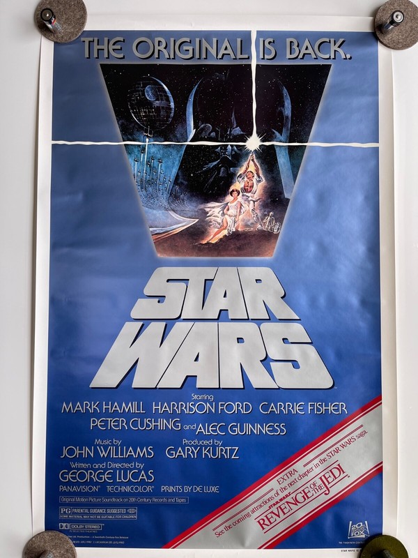 STAR WARS "Is Back" rerelease movie poster 1982 one sheet Revenge Jedi RARE