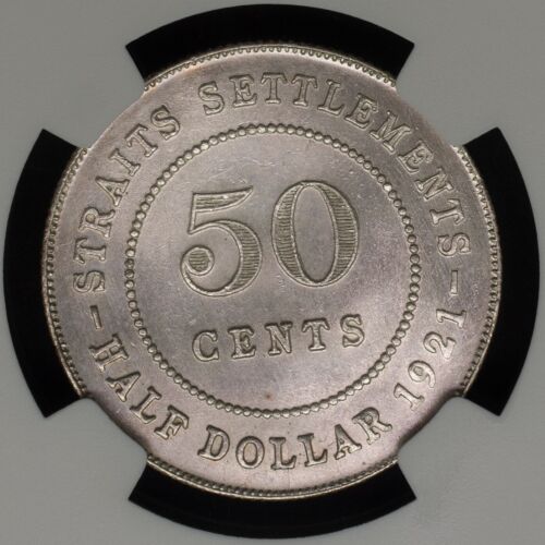 ST STRAITS SETTLEMENTS 1921 KG GEORGE V 50C HALF DOLLAR COIN NGC MS65 KM-35.1 - Picture 4 of 4