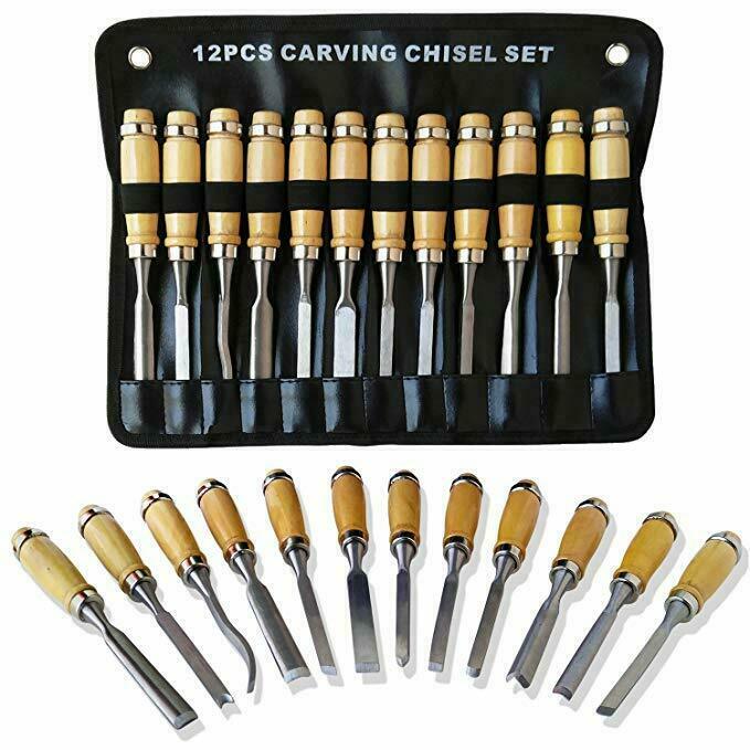 Pro Wood Carving Hand Tools Set Carpenters Woodworking Carving Tools Kit 12 Pcs