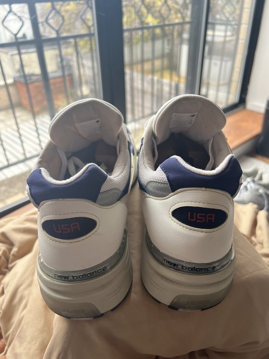 Size 15 - New Balance 992 Made in USA White Navy for sale online